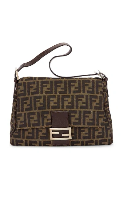 Fwrd Renew Fendi Zucca Mama Forever Baguette Shoulder Bag In Tobacco Brown