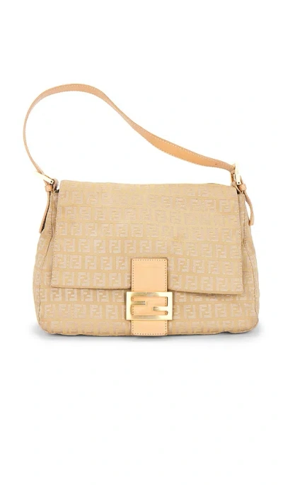 Fwrd Renew Fendi Zucca Mama Forever Baguette Shoulder Bag In Sand
