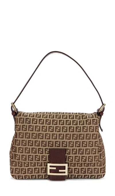 Fwrd Renew Fendi Zucca Mama Forever Baguette Shoulder Bag In Sand