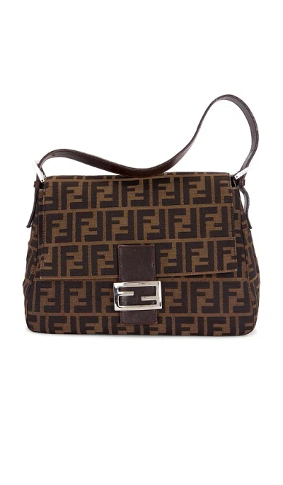 Fwrd Renew Fendi Zucca Mama Forever Baguette Shoulder Bag In Tobacco Brown
