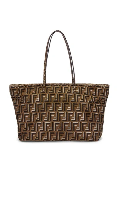 Fwrd Renew Fendi Zucca Roll Tote Bag In Brown