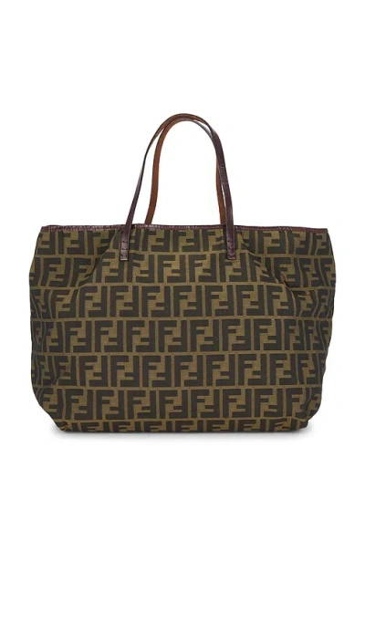 Fwrd Renew Fendi Zucca Roll Tote Bag In Brown