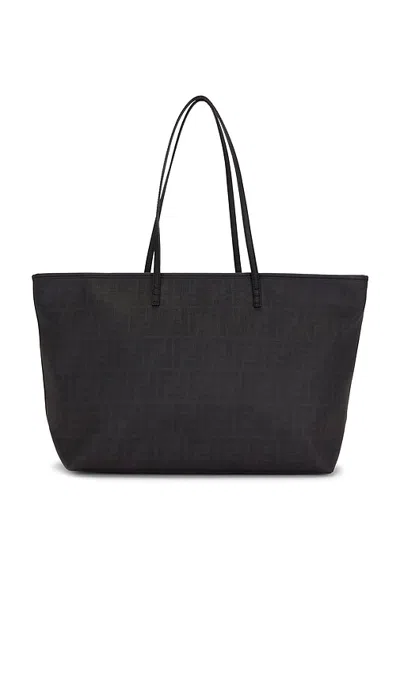 Fwrd Renew Fendi Zucca Spalmati Roll Tote Bag In Black