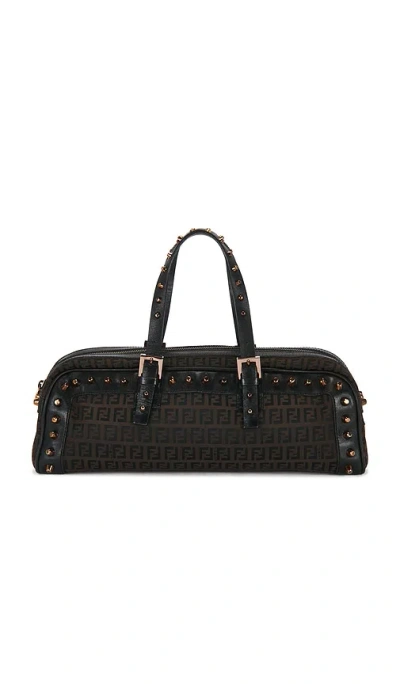 Fwrd Renew Fendi Zucca Studded Barrel Shoulder Bag In Black
