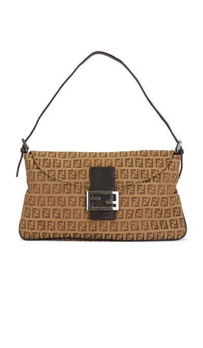 Fwrd Renew Fendi Zucchino Baguette Shoulder Bag In Brown