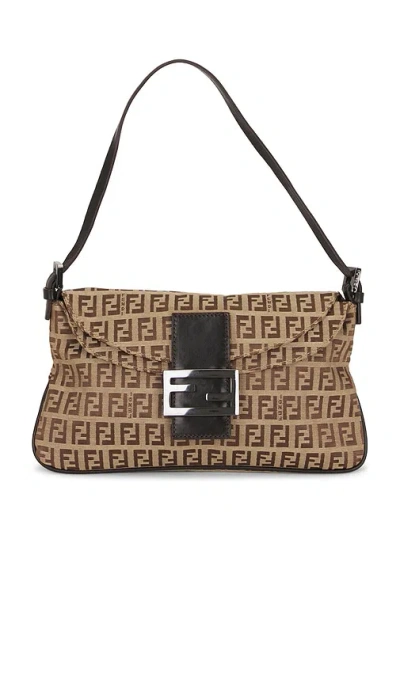 Fwrd Renew Fendi Zucchino Baguette Shoulder Bag In Brown