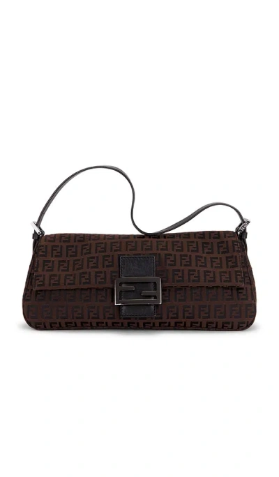 Fwrd Renew Fendi Zucchino Baguette Shoulder Bag In Brown