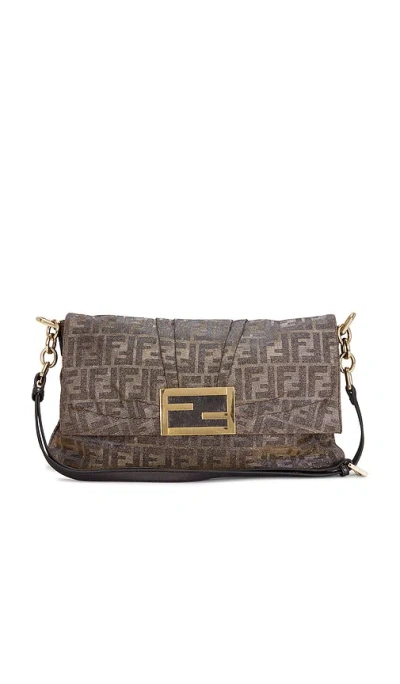 Fwrd Renew Fendi Zucchino Baguette Shoulder Bag In Gray
