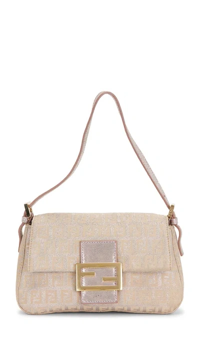 Fwrd Renew Fendi Zucchino Baguette Shoulder Bag In Gold