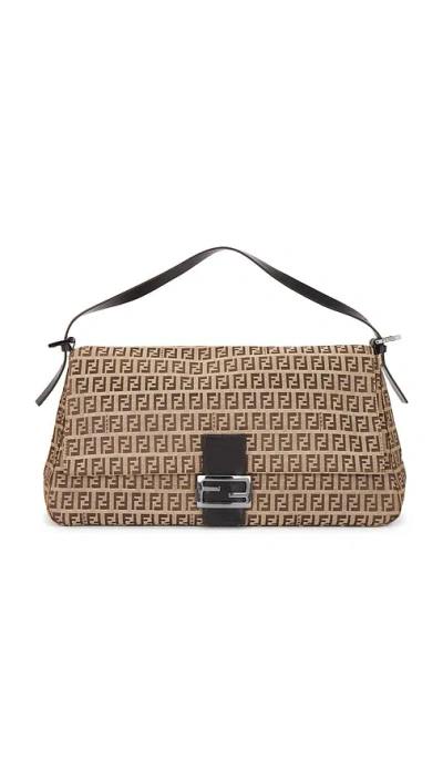 Fwrd Renew Fendi Zucchino Baguette Shoulder Bag In Brown