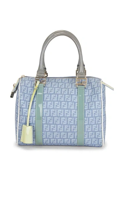 Fwrd Renew Fendi Zucchino Boston Bag In Blue