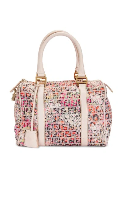 Fwrd Renew Fendi Zucchino Forever Bauletto Mini Boston Bag In Neutral