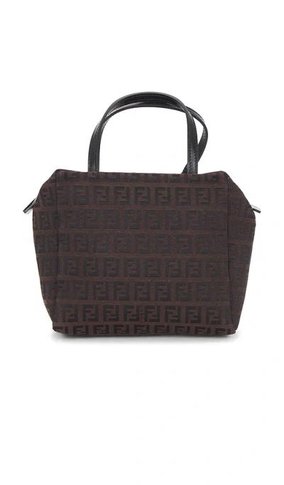 Fwrd Renew Fendi Zucchino Handbag In Black