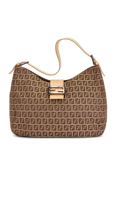 Fwrd Renew Fendi Zucchino Hobo Bag In Brown