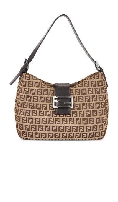 Fwrd Renew Fendi Zucchino Hobo Bag In Sand