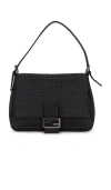 Fwrd Renew Fendi Zucchino Mama Baguette Shoulder Bag In Black