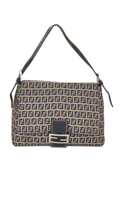 Fwrd Renew Fendi Zucchino Mama Baguette Shoulder Bag In Black