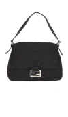 Fwrd Renew Fendi Zucchino Mama Baguette Shoulder Bag In Black