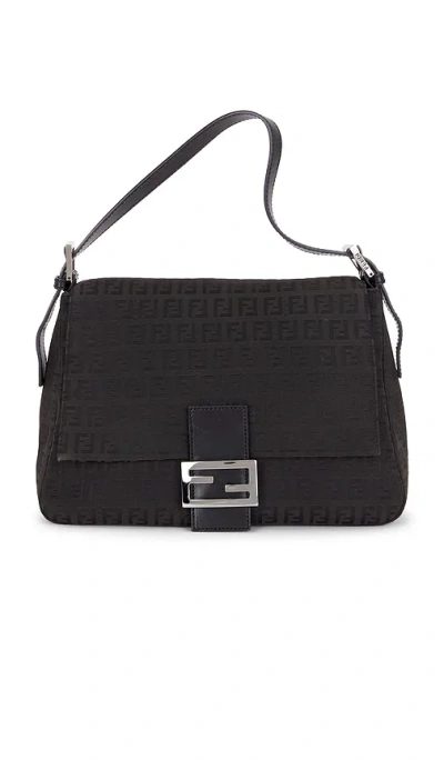 Fwrd Renew Fendi Zucchino Mama Baguette Shoulder Bag In Black