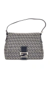 Fwrd Renew Fendi Zucchino Mama Baguette Shoulder Bag In Blue
