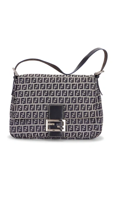 Fwrd Renew Fendi Zucchino Mama Baguette Shoulder Bag In Blue