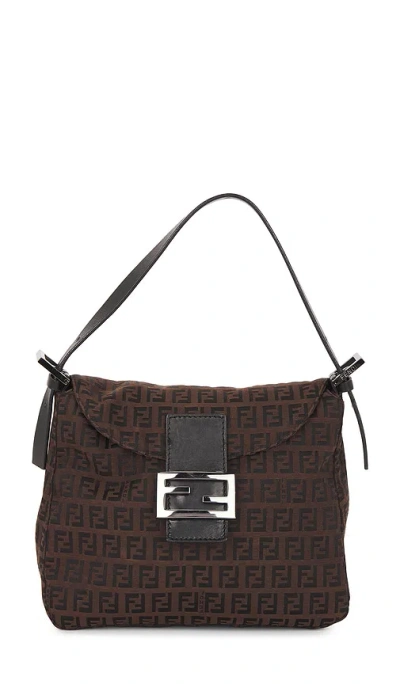 Fwrd Renew Fendi Zucchino Mama Baguette Shoulder Bag In Brown