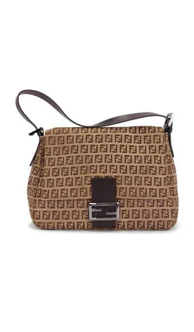 Fwrd Renew Fendi Zucchino Mama Baguette Shoulder Bag In Brown