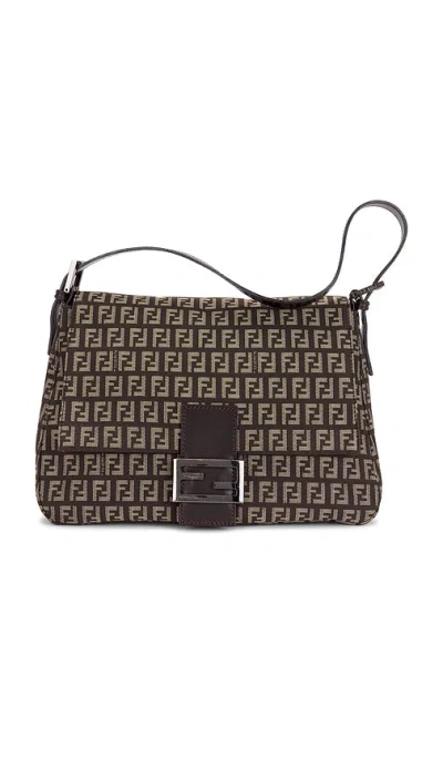 Fwrd Renew Fendi Zucchino Mama Baguette Shoulder Bag In Brown