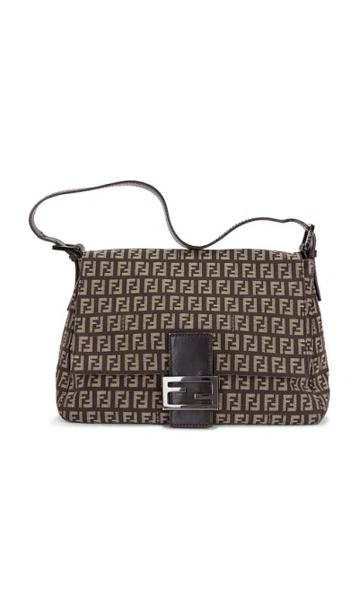 Fwrd Renew Fendi Zucchino Mama Baguette Shoulder Bag In Brown