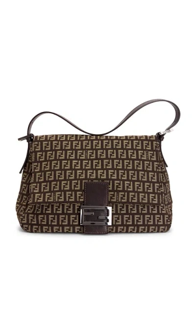 Fwrd Renew Fendi Zucchino Mama Baguette Shoulder Bag In Brown
