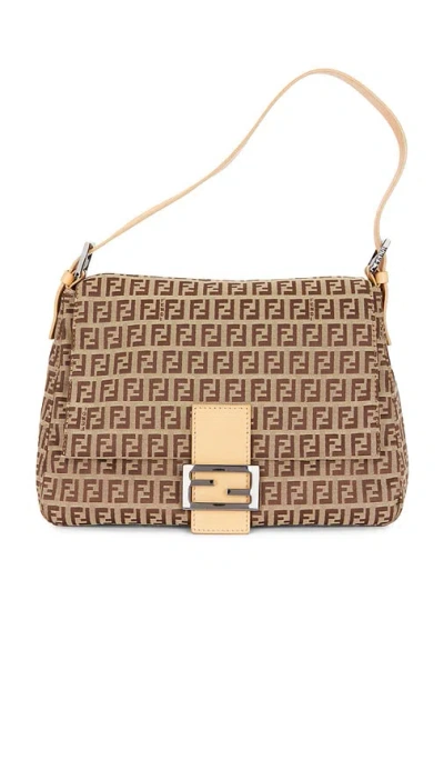 Fwrd Renew Fendi Zucchino Mama Baguette Shoulder Bag In Brown