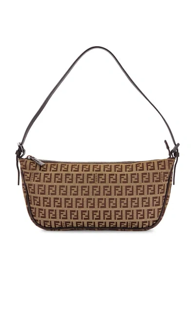Fwrd Renew Fendi Zucchino Pochette Shoulder Bag In Brown