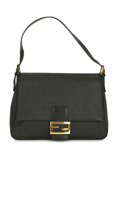 Fwrd Renew Fendi Zucchino Spalmati Mama Baguette Shoulder Bag In Black