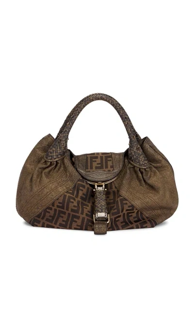 Fwrd Renew Fendi Zucchino Spy Handbag In Brown