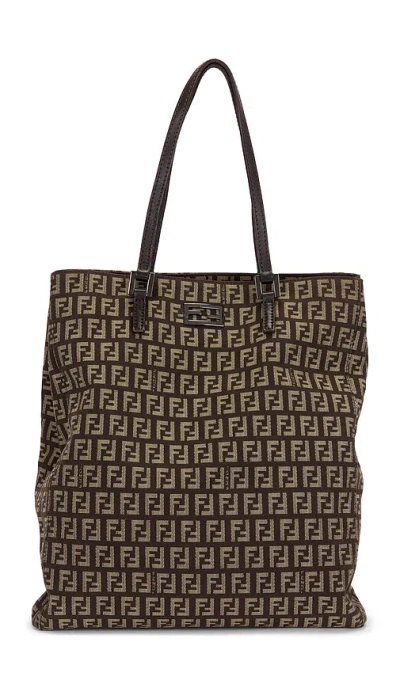 Fwrd Renew Fendi Zucchino Tote Bag In Brown