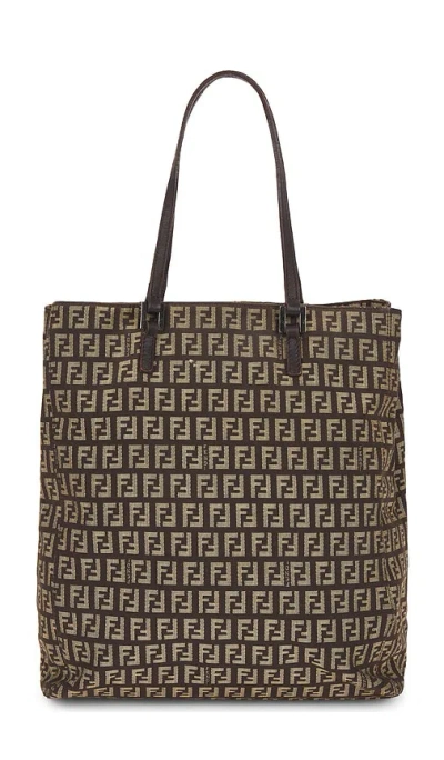 Fwrd Renew Fendi Zucchino Tote Bag In Brown