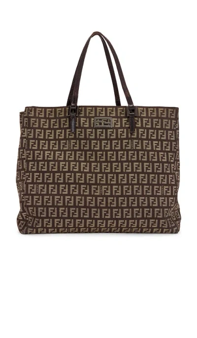 Fwrd Renew Fendi Zucchino Tote Bag In Brown
