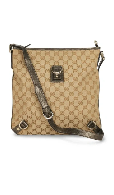 Fwrd Renew Gucci Abbey Flat Messenger Bag In Beige