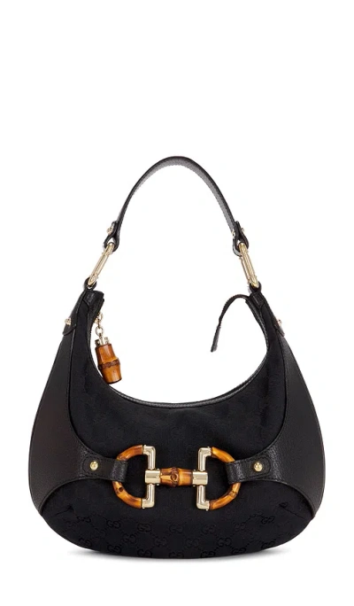 Fwrd Renew Gucci Bamboo Horsebit Hobo Bag In Black