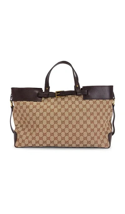 Fwrd Renew Gucci Buckle Tote Bag In Beige