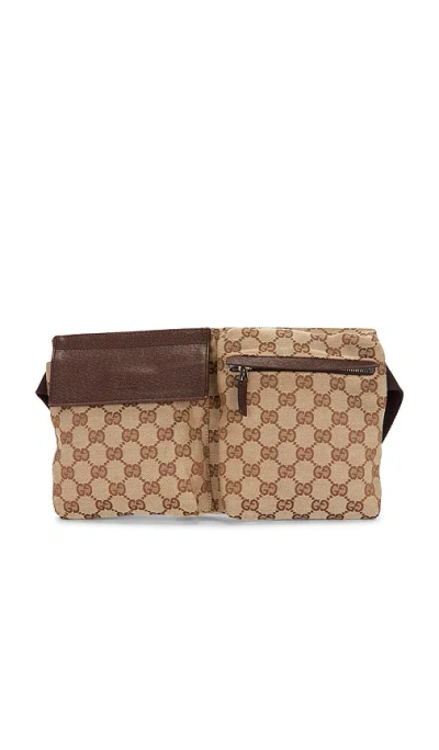 Fwrd Renew Gucci Double Pocket Belt Bag In Brown