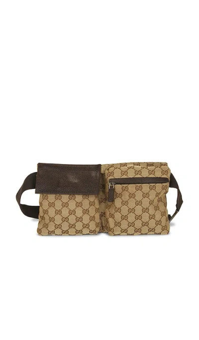 Fwrd Renew Gucci Double Pocket Belt Bag In Brown