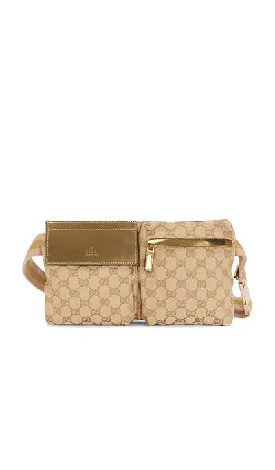 Fwrd Renew Gucci Double Pocket Belt Bag In Brown