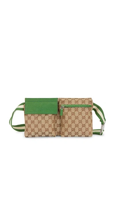 Fwrd Renew Gucci Double Pocket Belt Bag In Sand
