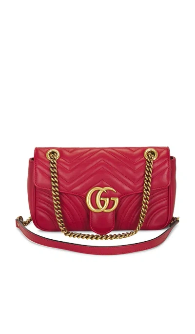 Fwrd Renew Gucci Gg Marmont Shoulder Bag In Hibiscus Red