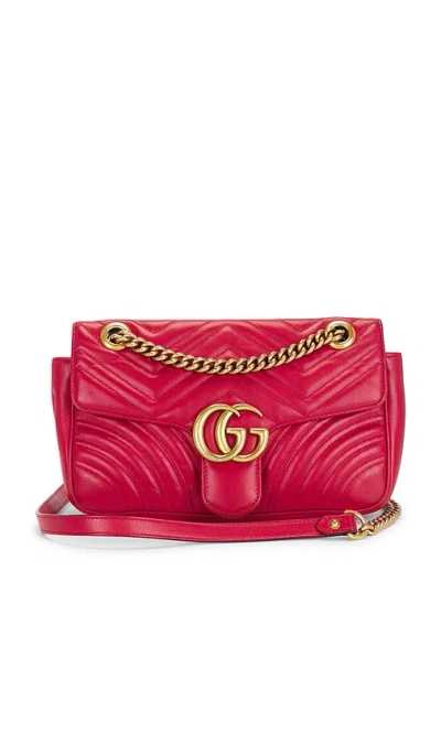 Fwrd Renew Gucci Gg Marmont Shoulder Bag In Hibiscus Red