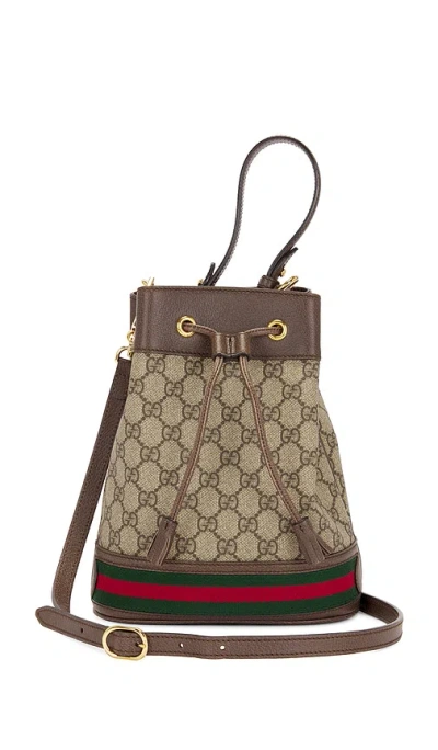 Fwrd Renew Gucci Gg Supreme Ophidia 2 Way Handbag In Brown