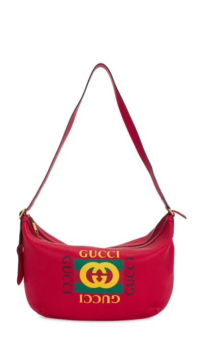 Fwrd Renew Gucci Half Moon Hobo Bag In Red