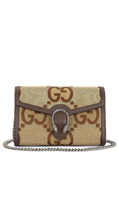 Fwrd Renew Gucci Jumbo Gg Dionysus Chain Shoulder Bag In Brown
