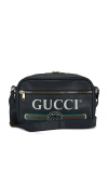 Fwrd Renew Gucci Logo Messenger Bag In Black